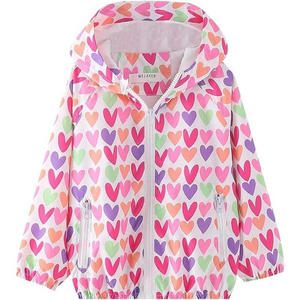 WELAKEN Lightweight Heart Jacket for Girls Size 10 Water-Resistant Jacket Pink‎